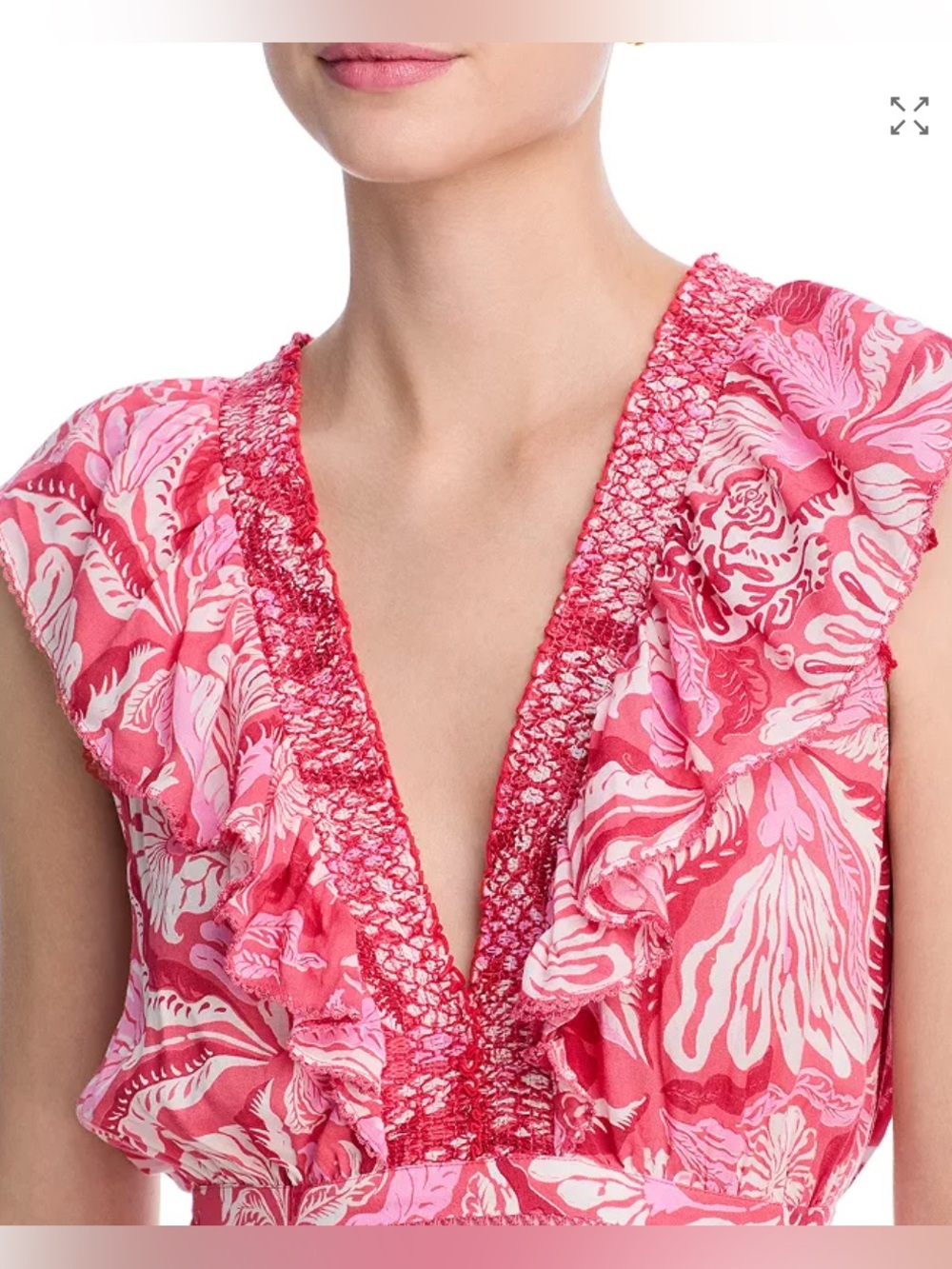 Poupette St. Barth Carol Mini Dress, NWT, SZ XL, in Pink Tiger Lilly - Picture 2 of 8